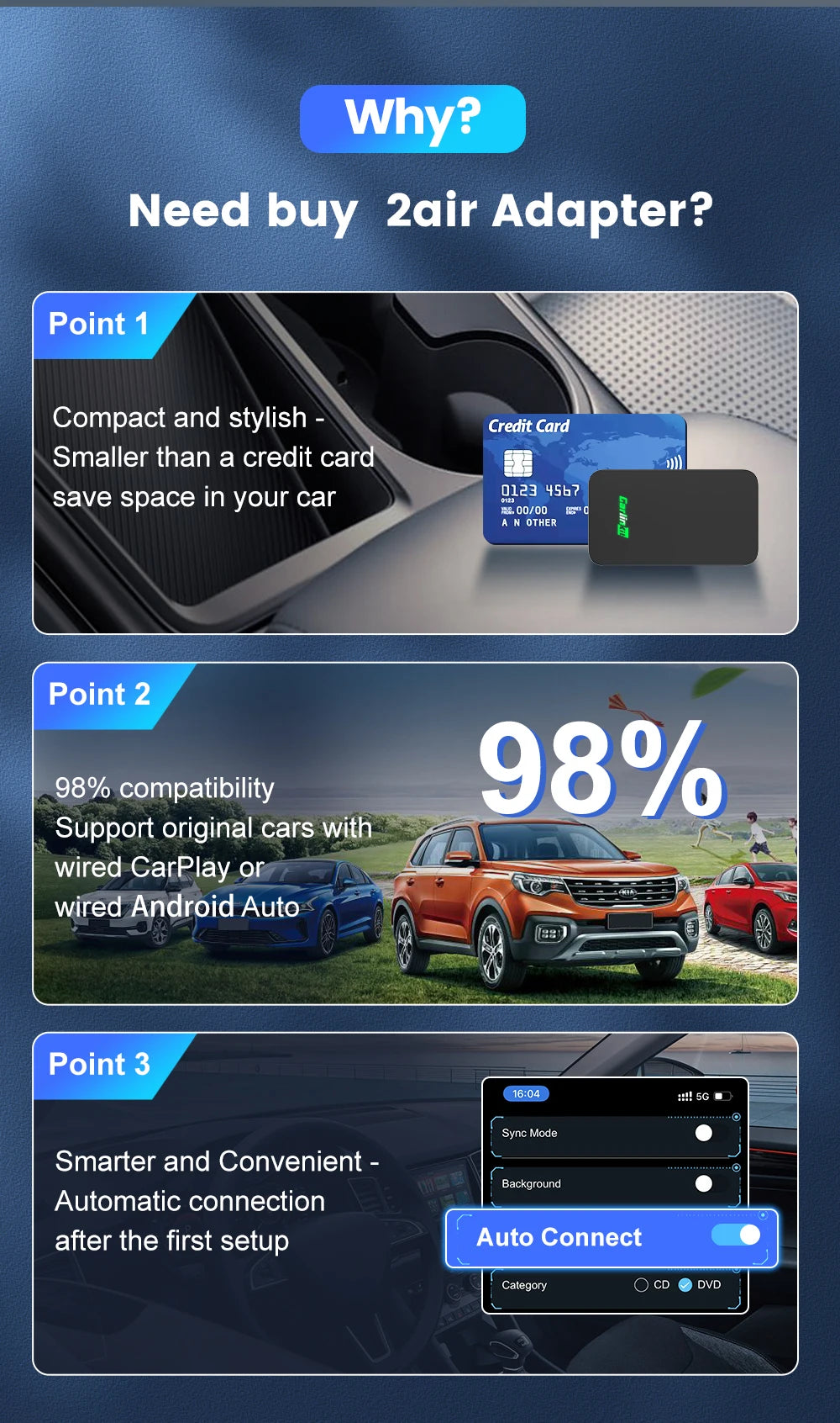 Carlinkit 5.0 Wireless Apple CarPlay & Android Auto Adapter