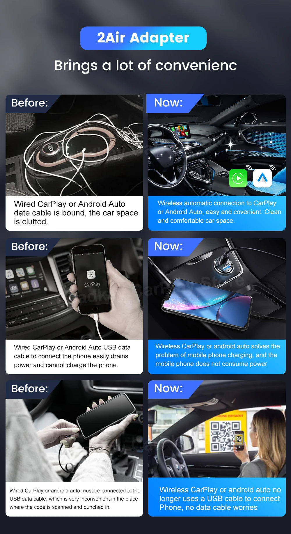 Carlinkit 5.0 Wireless Apple CarPlay & Android Auto Adapter