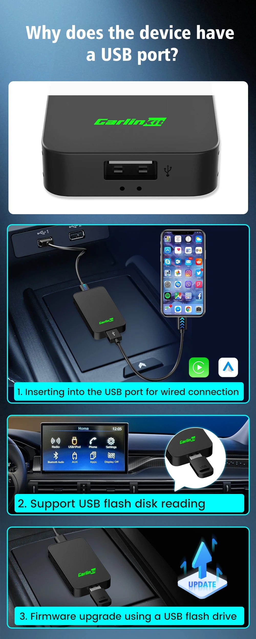 Carlinkit 5.0 Wireless Apple CarPlay & Android Auto Adapter