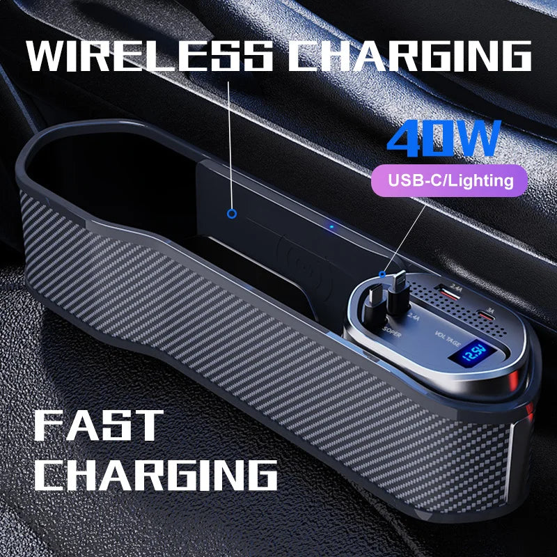 Charge & Go – Wireless Car Seat Organizer
